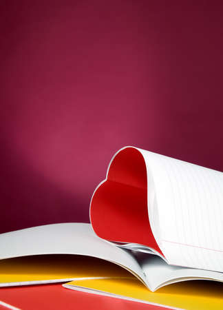 Book with opened pages and shape of heartの写真素材
