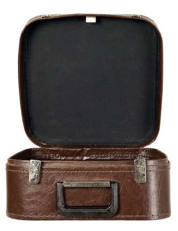 Antique brown trunk on white background, travel conceptの写真素材