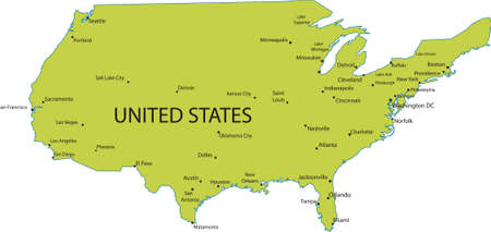 Map of United states of America with major citiesのイラスト素材