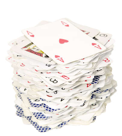 Deck of cards with ace first  on white bakckground