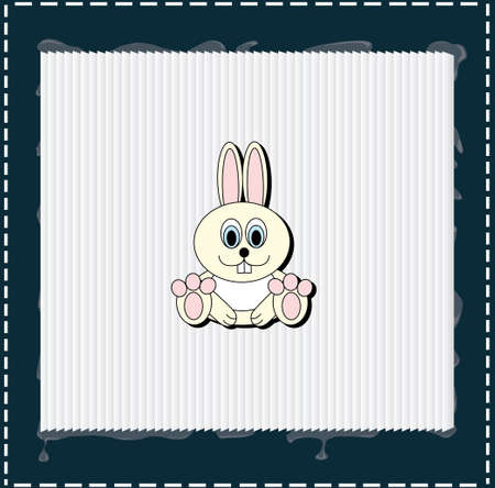 There is a rabbit on white frame with blue edges for christmas or easterのイラスト素材