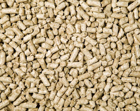 There are many shredded brown wood pellets