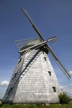 There is an old windmill  flour production