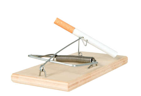 A mouse trap with cigarette on it