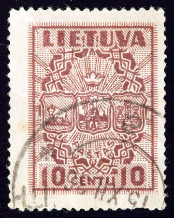 LITHUANIA - CIRCA 1934: stamp printed by Lithuania and shows country live, circa 1934のeditorial素材