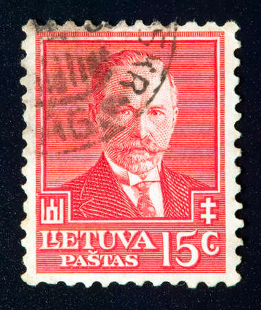 LITHUANIA - CIRCA 1934: stamp printed by Lithuania and shows president Antanas Smetona, circa 1934のeditorial素材
