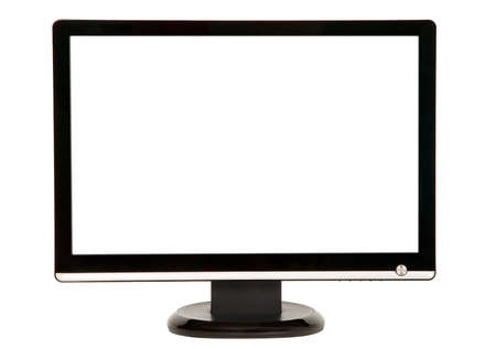 Modern black LCD monitor isolated on white の写真素材