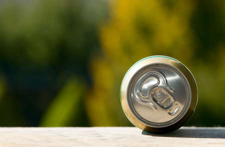 Metal beer can, unopened, alcohol and drink themeの写真素材