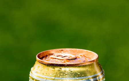 Metal beer can, unopened, alcohol and drink themeの写真素材