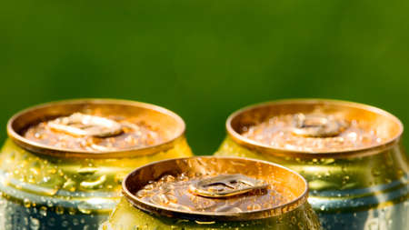 Metal beer can, unopened, alcohol and drink themeの写真素材