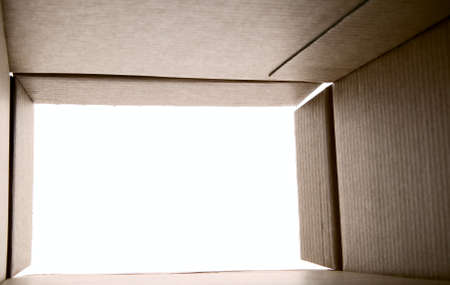 Opened blank paper box from the bottomの写真素材