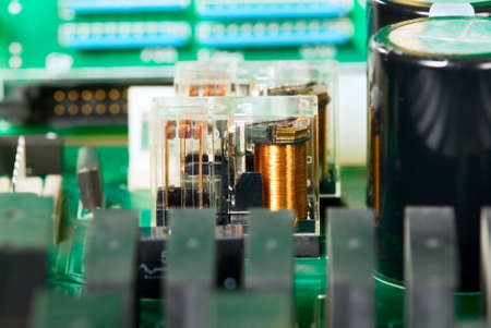 There is electronic microscheme with electrical elementsの写真素材