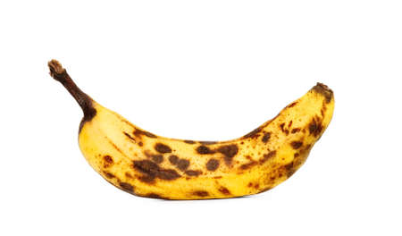 Isolated yellow over ripe bananas on white backgroundの写真素材