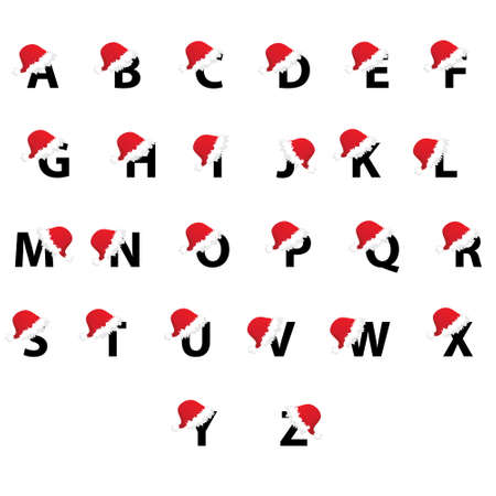 ABC letters with Christmas hats on itの写真素材