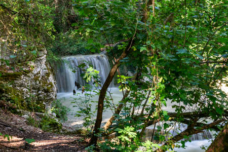 pisciarelle waterfall locality rocca Sanzenoneの写真素材