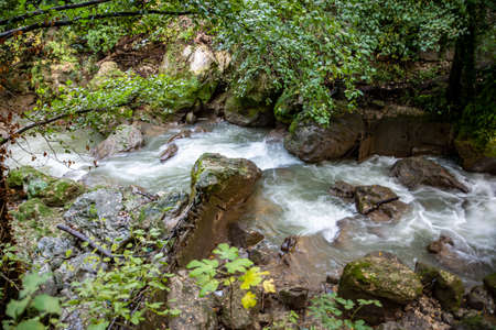 Ponte del Toro Marmore waterfall in Valnerina Umbriaの写真素材