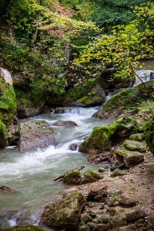 Ponte del Toro Marmore waterfall in Valnerina Umbriaの写真素材