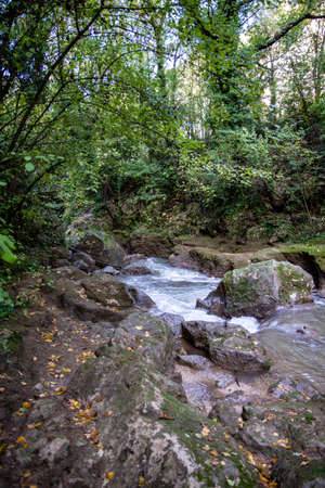 Ponte del Toro Marmore waterfall in Valnerina Umbriaの写真素材