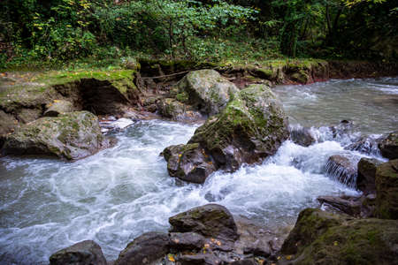 Ponte del Toro Marmore waterfall in Valnerina Umbriaの写真素材