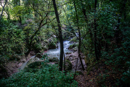 Ponte del Toro Marmore waterfall in Valnerina Umbriaの写真素材