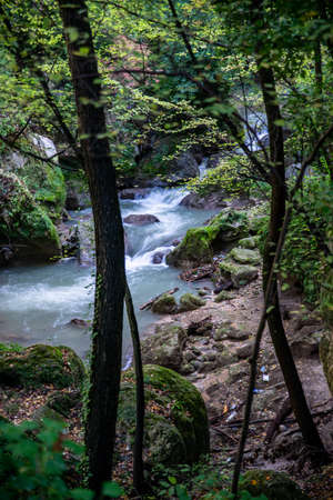 Ponte del Toro Marmore waterfall in Valnerina Umbriaの写真素材