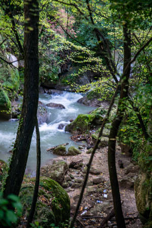 Ponte del Toro Marmore waterfall in Valnerina Umbriaの写真素材