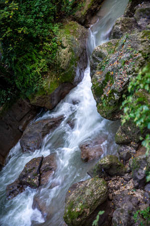 Ponte del Toro Marmore waterfall in Valnerina Umbriaの写真素材