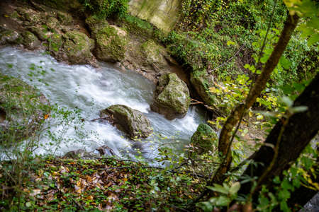 Ponte del Toro Marmore waterfall in Valnerina Umbriaの写真素材