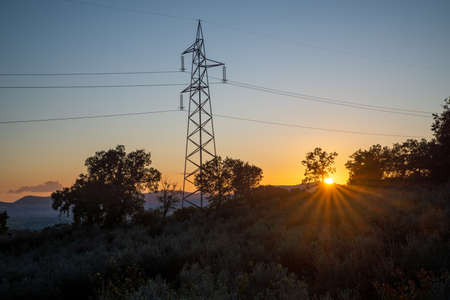 SUNSET TOWARDS THE MOUNTAIN OF CESI TERNIの写真素材
