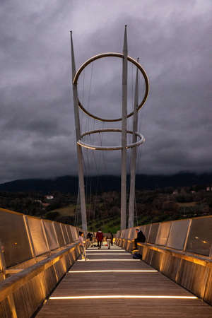 illuminated terni station walkwayの写真素材