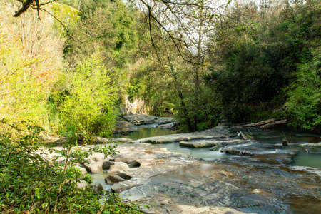 waterfalls torrent of soriano chia viterbo ditch castleの写真素材