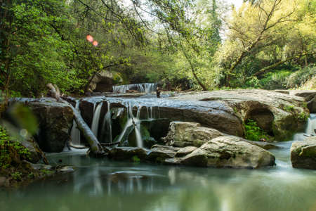 waterfalls torrent of soriano chia viterbo ditch castleの写真素材