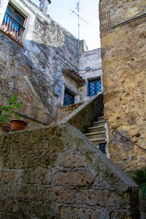 town of Calcata vechhia in italy taken on a sunny dayの写真素材