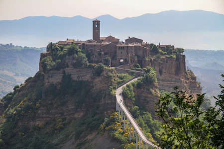 village of Bagnoregio isolated village that can not be reached by car only on footの写真素材
