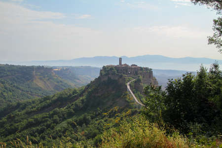 village of Bagnoregio isolated village that can not be reached by car only on footの写真素材