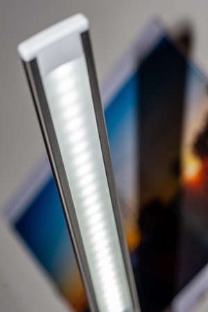 silver led lamp with battery for use without cableの写真素材