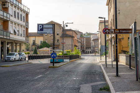 streets in the center of terni deserta cause covid 19のeditorial素材