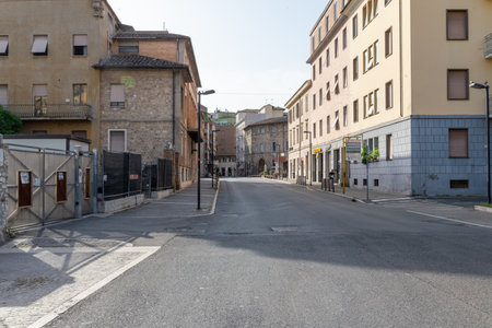 streets in the center of terni deserta cause covid 19のeditorial素材