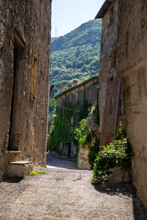 stifone, italy may 22 2020: road inside the country of stifone all made in stoneのeditorial素材