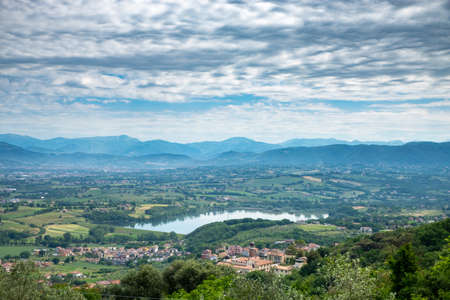 landscape with lake narni and terni in the backgroundの写真素材