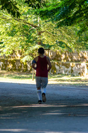 man running at the parkの写真素材