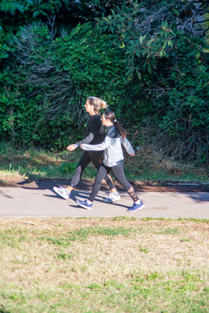 terni,italy may 31 2020 :more friendly people doing physical activity in the park in the morningのeditorial素材