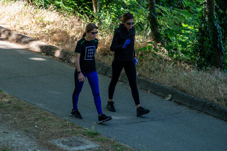 women who exercise at the parkのeditorial素材