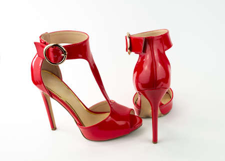 sandal with red patent heelの写真素材