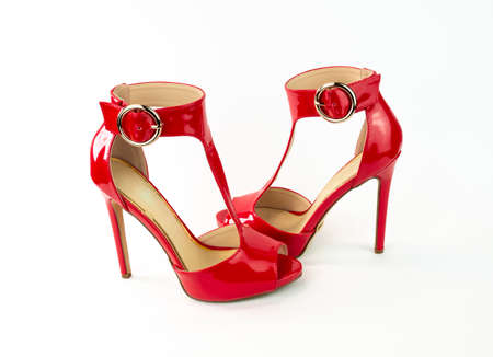 sandal with red patent heelの写真素材