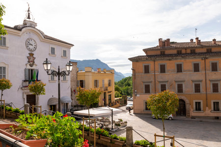central square of the town of San Geminiのeditorial素材