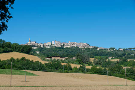 landscape of the country of todi seen from the highway exitの写真素材