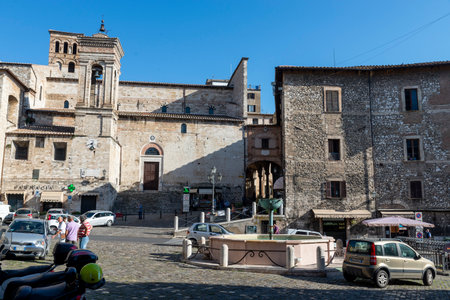 narni,italy june 29 2020 :Garibaldi square in Narni town on a sunny dayのeditorial素材