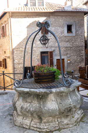 narni,italy june 29 2020 :well of the community of narni country near the hostelのeditorial素材