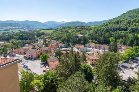 landscape of the country of cascia seen from aboveのeditorial素材